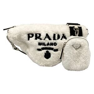 Prada Terry Shoulder Bag 1BH190 White Black